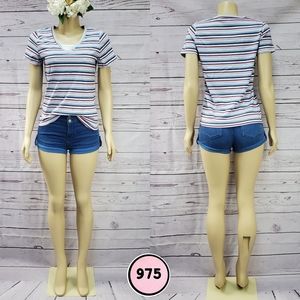 bobbie brooks small stripe vneck shirt